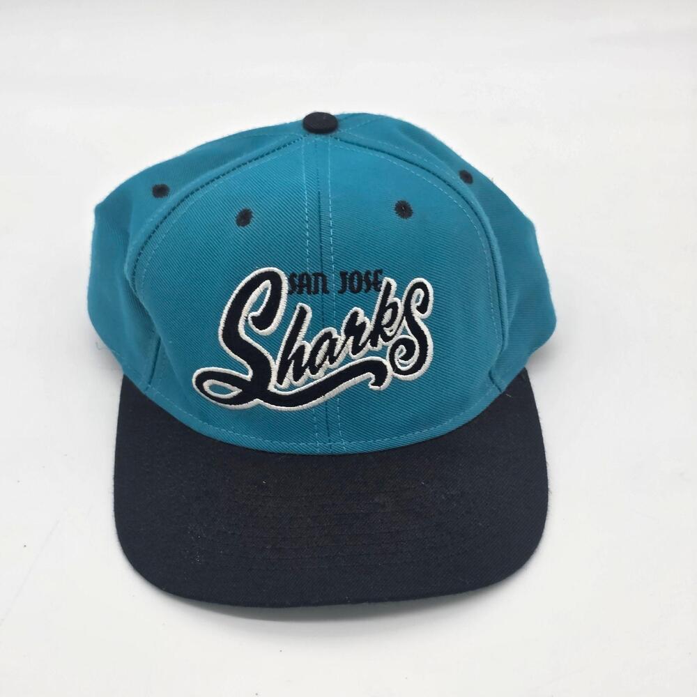 Vintage San Jose Sharks Hat Cap Snap Back Mens One Size Blue NHL Hockey